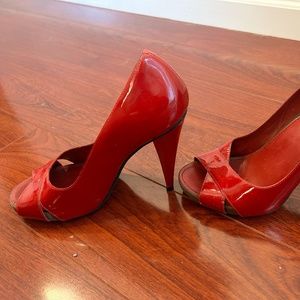 Kors Michael Kors Red Peep Toe Heels